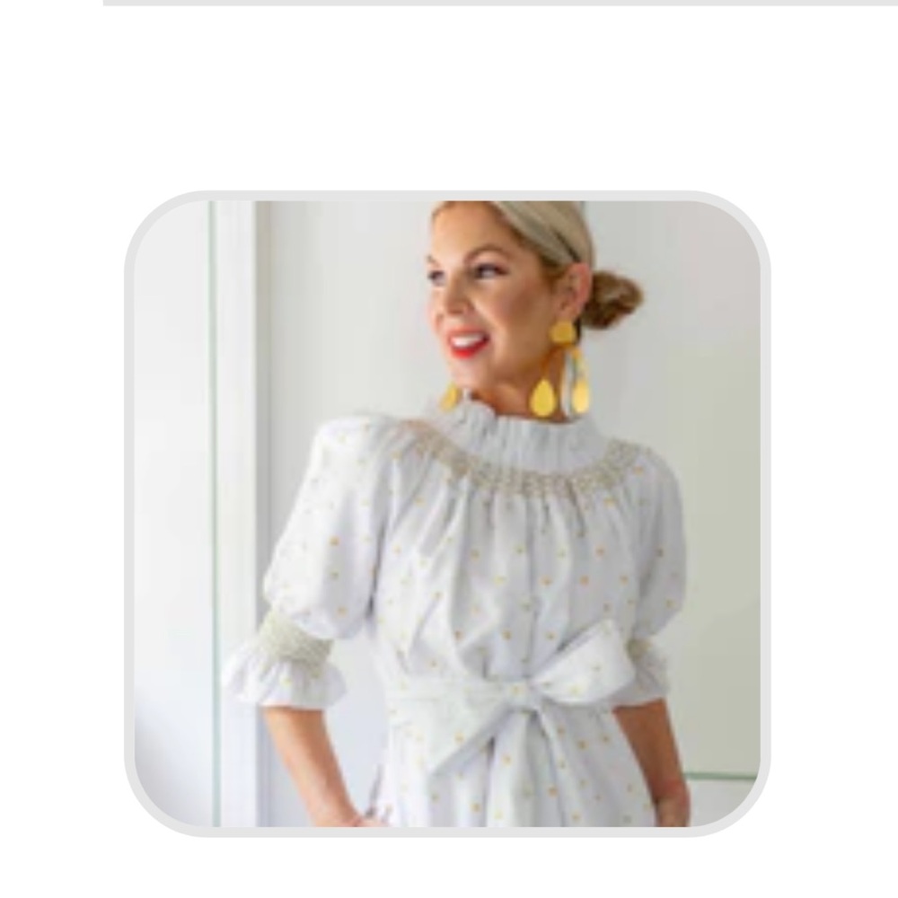 Dondolo x Pencil Paper co white puff sleeve dress with gold hearts M